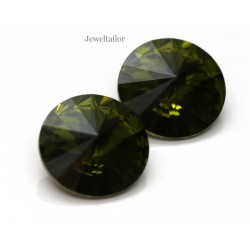 NEW! 2 Swarovski Crystal (1122) Olivine Foiled Rivoli Stones 12mm ~ Ideal For Frames & Embellishments 